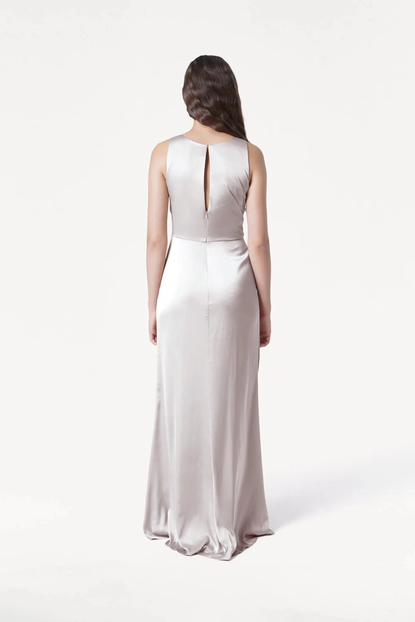 Nala Oyster Neutral bridesmaid dress by TH&TH — back Nala Oyster Neutral bridesmaid dress by TH&TH — back