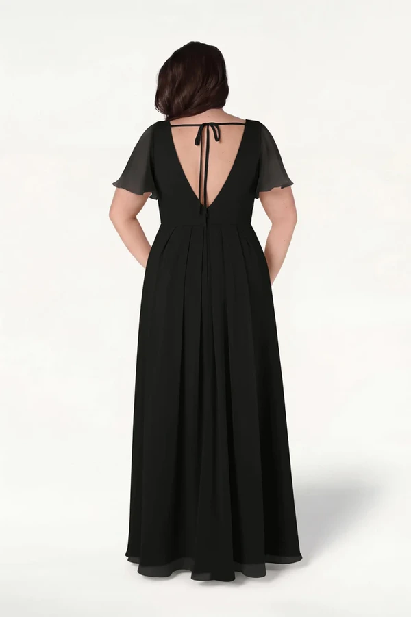 Phoebe Black Bridesmaid Dress by TH&TH - cb Black Phoebe bridesmaid dress by TH&TH, back view on curve model