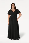 Black Phoebe bridesmaid dress by TH&TH, front view on curve model