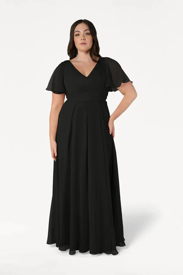Phoebe Black Bridesmaid Dress by TH&TH - cf Black Phoebe bridesmaid dress by TH&TH, front view on curve model