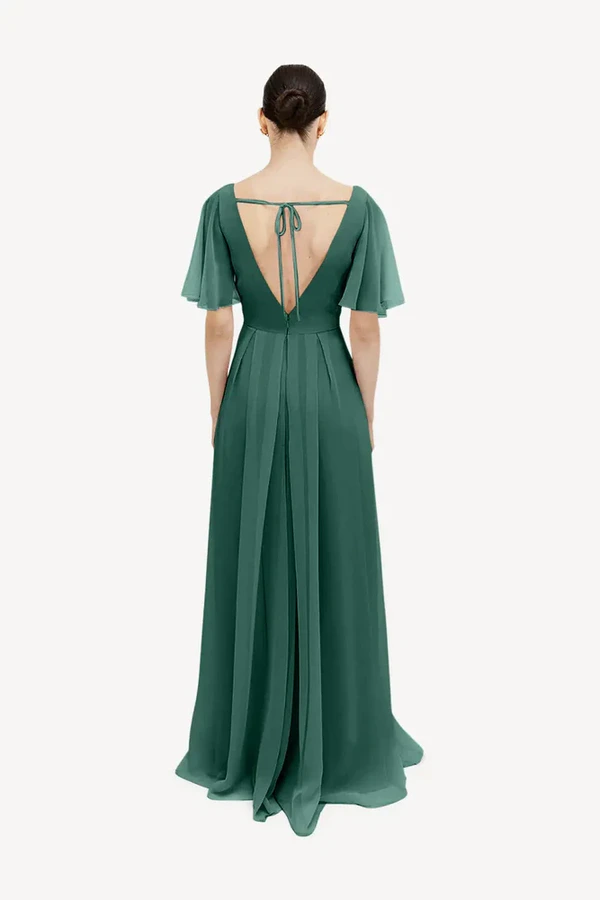 Phoebe Forest Green Bridesmaid Dress by TH&TH - back Forest Green Phoebe bridesmaid dress by TH&TH, back view