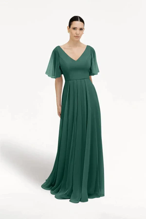 Forest Green Phoebe bridesmaid dress by TH&TH, front view