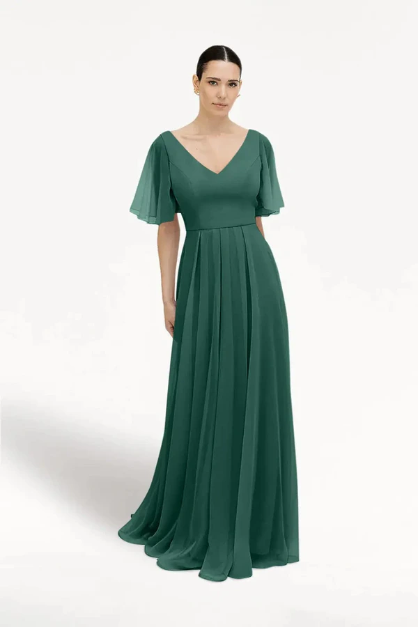 Phoebe Forest Green Bridesmaid Dress by TH&TH - front Forest Green Phoebe bridesmaid dress by TH&TH, front view