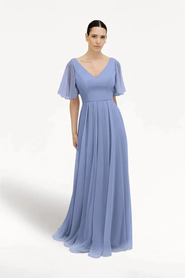 Phoebe French Blue Bridesmaid Dress by TH&TH - front French Blue Phoebe bridesmaid dress by TH&TH, front view