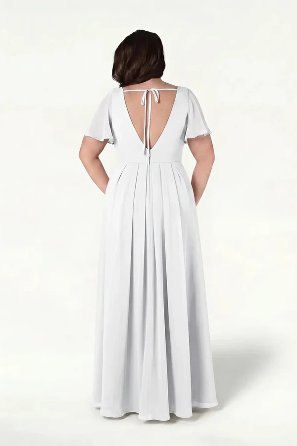 Phoebe Ivory Bridesmaid Dress by TH&TH - cb Ivory Phoebe bridesmaid dress by TH&TH, back view on curve model
