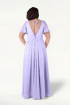 Lilac Mist Phoebe bridesmaid dress by TH&TH, back view on curve model