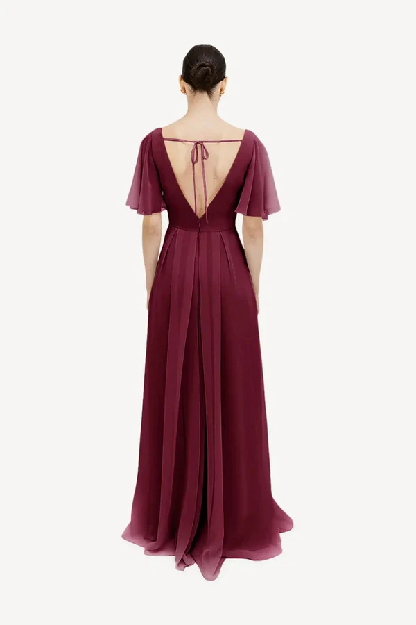 Phoebe Merlot Bridesmaid Dress by TH&TH - back Merlot Phoebe bridesmaid dress by TH&TH, back view