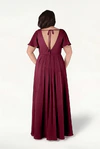 Merlot Phoebe bridesmaid dress by TH&TH, back view on curve model