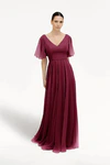 Merlot Phoebe bridesmaid dress by TH&TH, front view