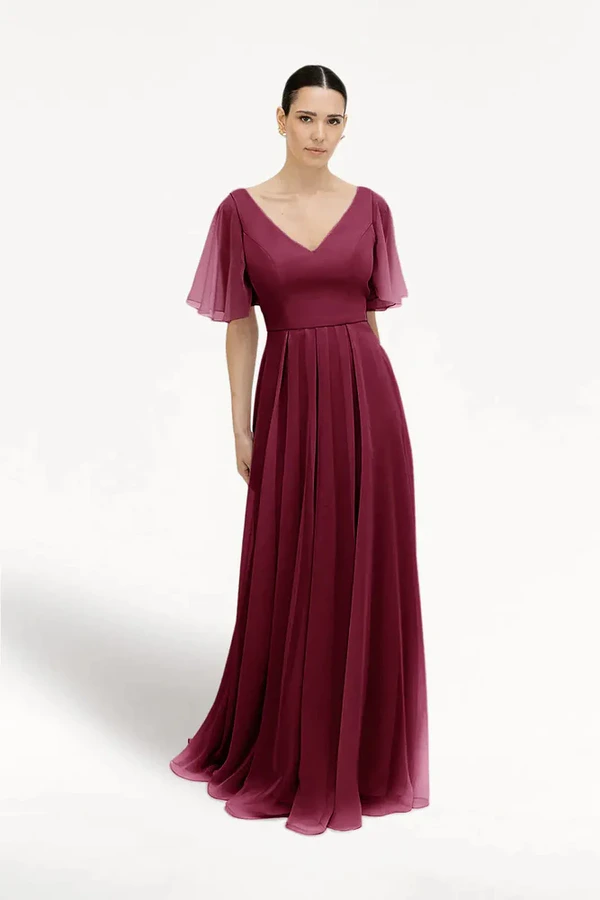 Phoebe Merlot Bridesmaid Dress by TH&TH - front Merlot Phoebe bridesmaid dress by TH&TH, front view
