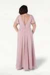 Smoked Blush Phoebe bridesmaid dress by TH&TH, back view on curve model
