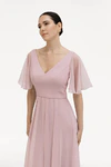 Smoked Blush Phoebe bridesmaid dress by TH&TH, fabric and neckline detail