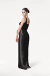 Savoy Bridesmaid Dress in Black Satin Twill by TH&TH