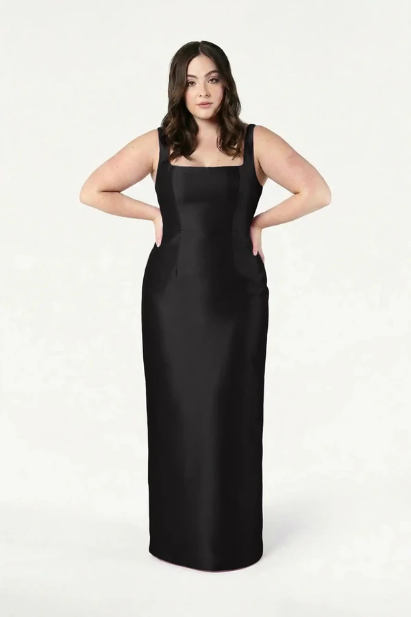 Savoy Bridesmaid Dress in Black Satin Twill by TH&TH Savoy Bridesmaid Dress in Black Satin Twill by TH&TH