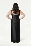 Savoy Bridesmaid Dress in Black Satin Twill by TH&TH