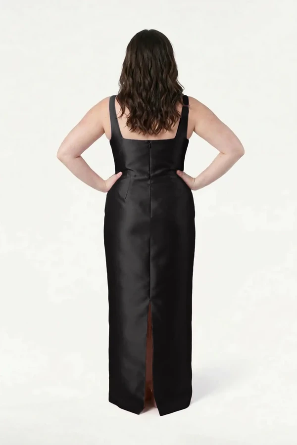Savoy Bridesmaid Dress in Black Satin Twill by TH&TH Savoy Bridesmaid Dress in Black Satin Twill by TH&TH