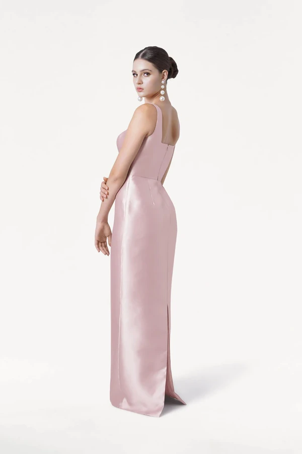 Savoy Bridesmaid Dress in Blush Pink Satin Twill by TH&TH Savoy Bridesmaid Dress in Blush Pink Satin Twill by TH&TH