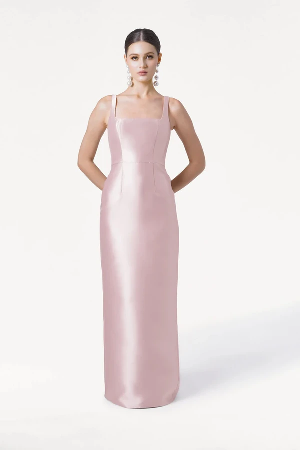 Savoy Bridesmaid Dress in Blush Pink Satin Twill by TH&TH Savoy Bridesmaid Dress in Blush Pink Satin Twill by TH&TH