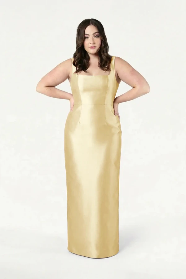 Savoy Bridesmaid Dress in Butter Yellow Satin Twill by TH&TH Savoy Bridesmaid Dress in Butter Yellow Satin Twill by TH&TH