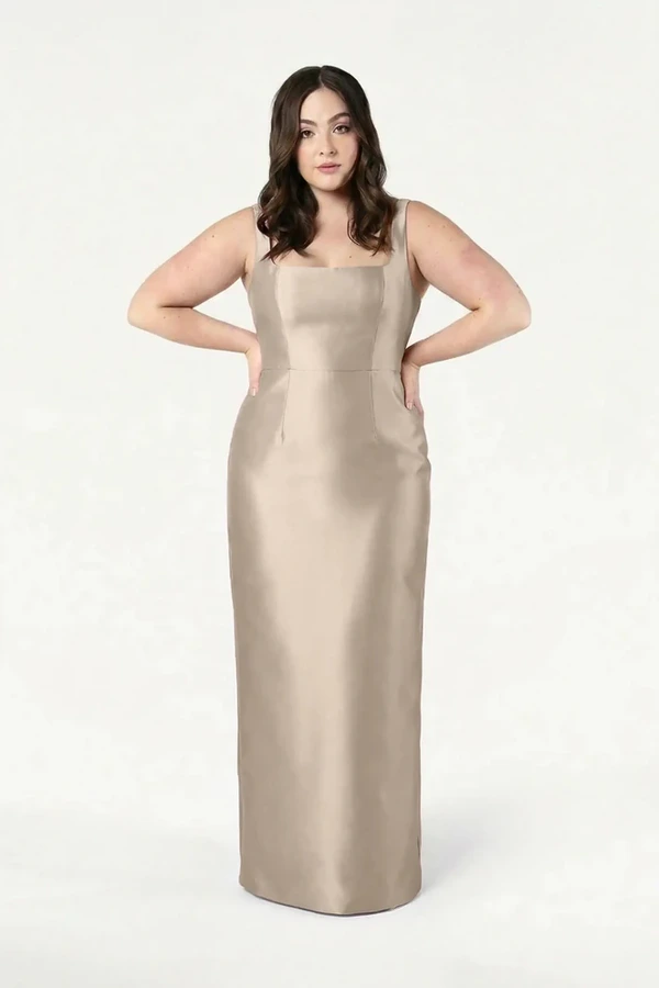 Savoy Bridesmaid Dress in Champagne Sky Satin Twill by TH&TH Savoy Bridesmaid Dress in Champagne Sky Satin Twill by TH&TH