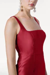 Savoy Bridesmaid Dress in Dark Cherry Satin Twill by TH&TH