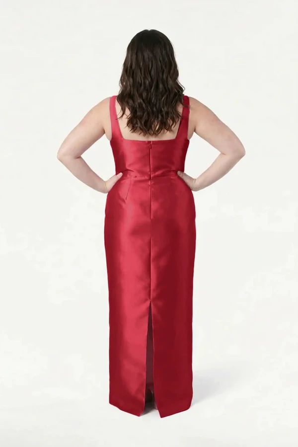 Savoy Bridesmaid Dress in Dark Cherry Satin Twill by TH&TH Savoy Bridesmaid Dress in Dark Cherry Satin Twill by TH&TH