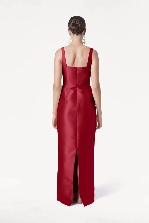 Savoy Bridesmaid Dress in Dark Cherry Satin Twill by TH&TH Savoy Bridesmaid Dress in Dark Cherry Satin Twill by TH&TH