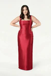 Savoy Bridesmaid Dress in Dark Cherry Satin Twill by TH&TH