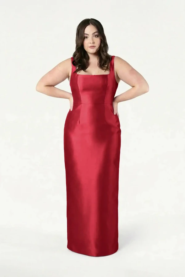 Savoy Bridesmaid Dress in Dark Cherry Satin Twill by TH&TH Savoy Bridesmaid Dress in Dark Cherry Satin Twill by TH&TH