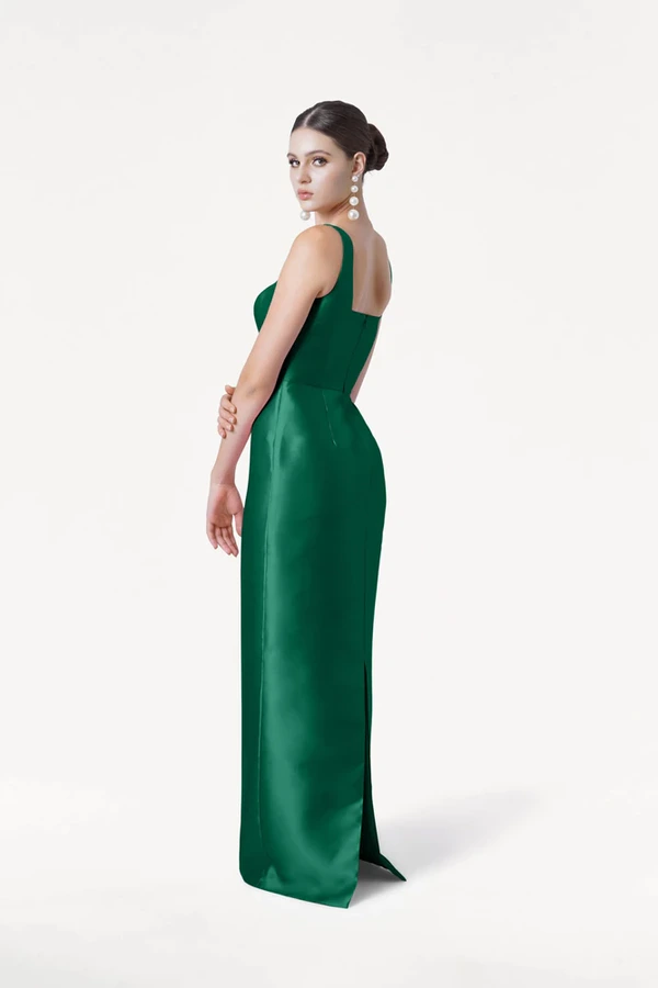 Savoy Bridesmaid Dress in Forest Green Satin Twill by TH&TH Savoy Bridesmaid Dress in Forest Green Satin Twill by TH&TH