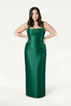 Savoy Bridesmaid Dress in Forest Green Satin Twill by TH&TH