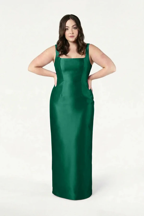 Savoy Bridesmaid Dress in Forest Green Satin Twill by TH&TH Savoy Bridesmaid Dress in Forest Green Satin Twill by TH&TH