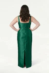 Savoy Bridesmaid Dress in Forest Green Satin Twill by TH&TH
