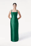 Savoy Bridesmaid Dress in Forest Green Satin Twill by TH&TH