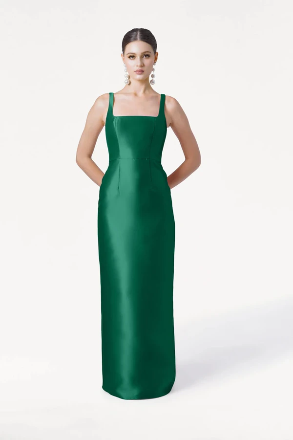 Savoy Bridesmaid Dress in Forest Green Satin Twill by TH&TH Savoy Bridesmaid Dress in Forest Green Satin Twill by TH&TH