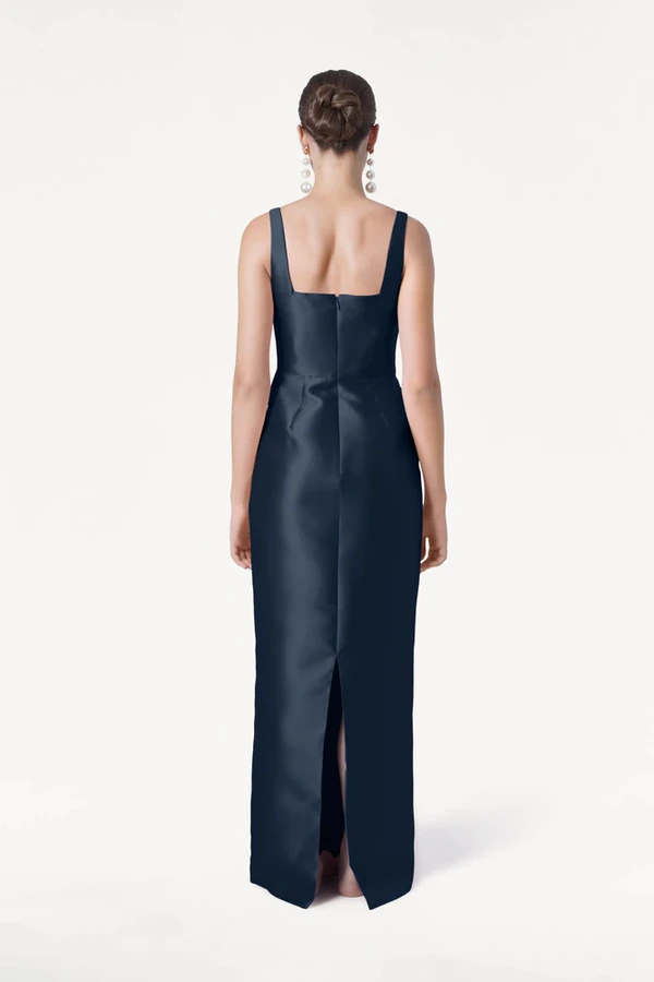 Savoy Bridesmaid Dress in Navy Satin Twill by TH&TH Savoy Bridesmaid Dress in Navy Satin Twill by TH&TH