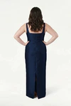 Savoy Bridesmaid Dress in Navy Satin Twill by TH&TH