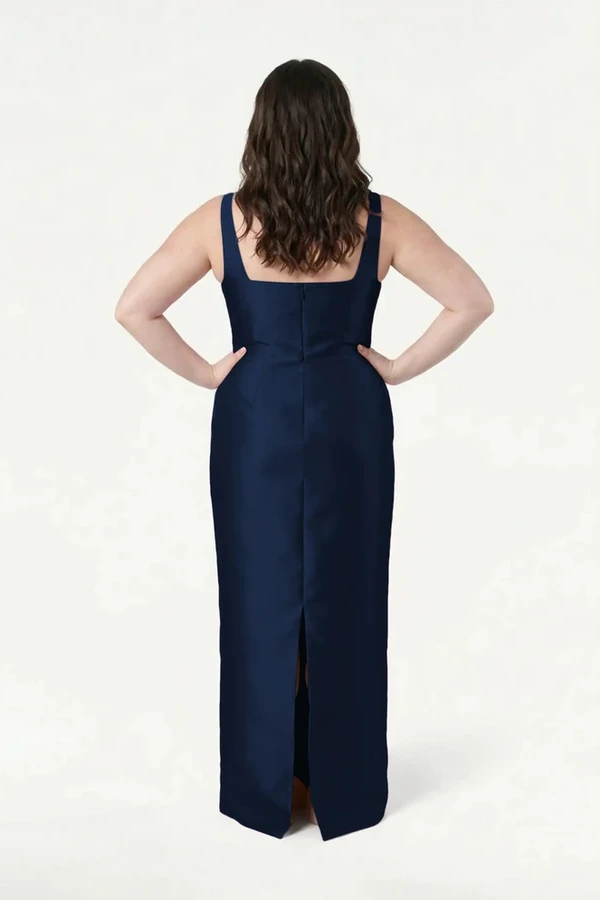 Savoy Bridesmaid Dress in Navy Satin Twill by TH&TH Savoy Bridesmaid Dress in Navy Satin Twill by TH&TH
