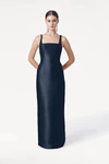 Savoy Bridesmaid Dress in Navy Satin Twill by TH&TH