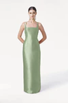 Savoy Bridesmaid Dress in Sage Green Satin Twill by TH&TH