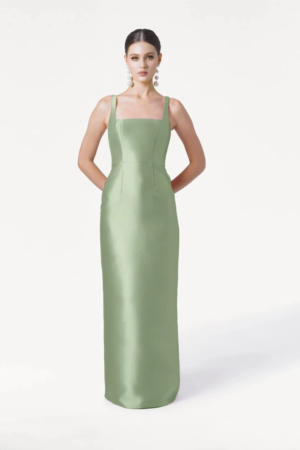 Savoy Bridesmaid Dress in Sage Green Satin Twill by TH&TH Savoy Bridesmaid Dress in Sage Green Satin Twill by TH&TH