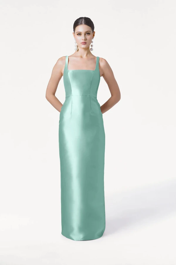 Savoy Bridesmaid Dress in Seafoam Satin Twill by TH&TH Savoy Bridesmaid Dress in Seafoam Satin Twill by TH&TH