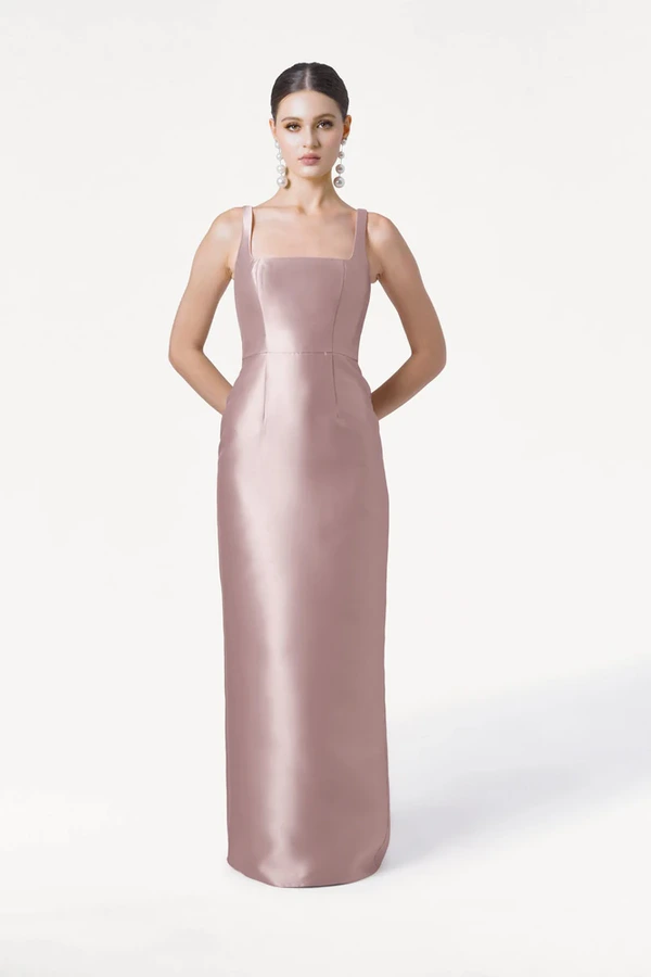 Savoy Bridesmaid Dress in Smoked Blush Satin Twill by TH&TH Savoy Bridesmaid Dress in Smoked Blush Satin Twill by TH&TH