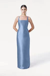 Savoy Bridesmaid Dress in Vintage Blue Satin Twill by TH&TH