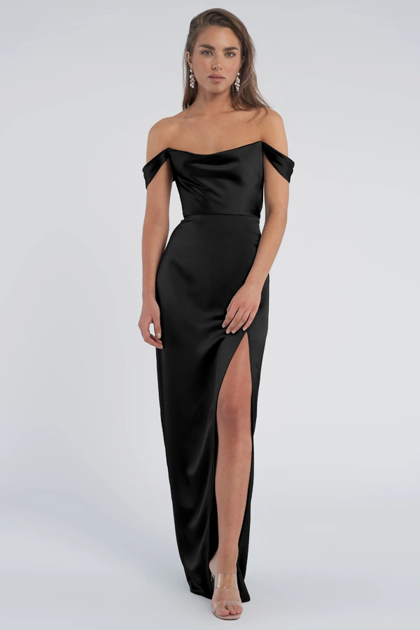 Sawyer Black Black bridesmaid dress by Jenny Yoo — front Sawyer Black Black bridesmaid dress by Jenny Yoo — front