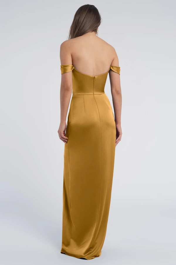 Sawyer Marigold Gold bridesmaid dress by Jenny Yoo — back Sawyer Marigold Gold bridesmaid dress by Jenny Yoo — back
