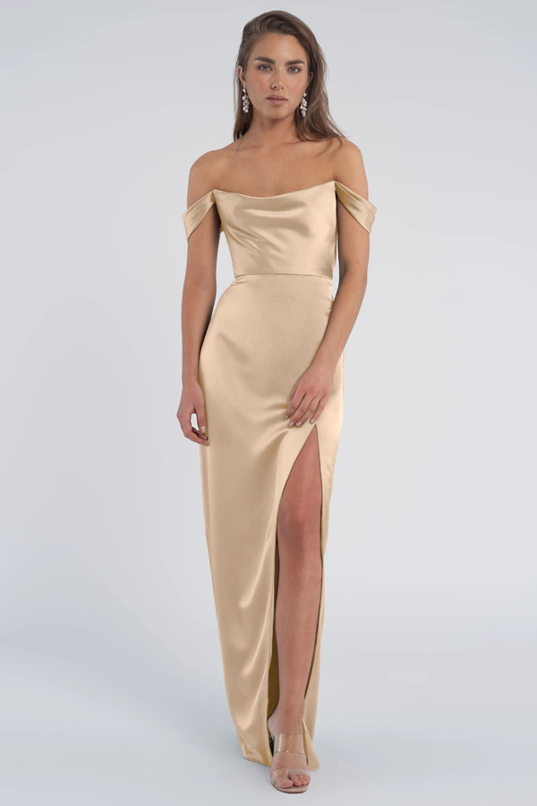 Sawyer Pale Gold Champagne bridesmaid dress by Jenny Yoo — front Sawyer Pale Gold Champagne bridesmaid dress by Jenny Yoo — front