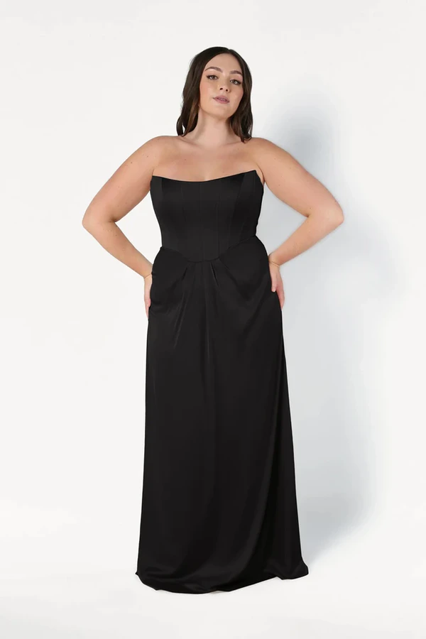 Selena Black Bridesmaid Dress by TH&TH curve-front Selena Black Bridesmaid Dress by TH&TH curve-front