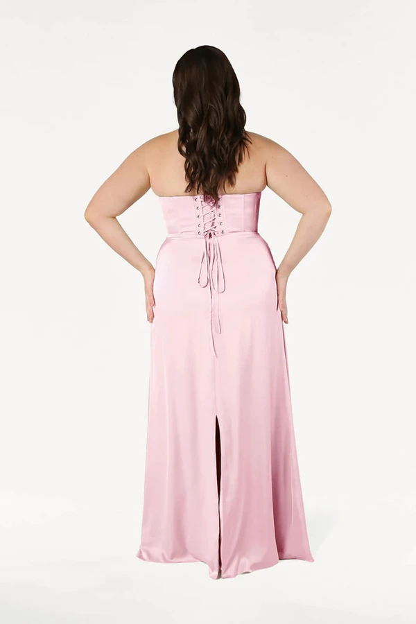 Selena Blush Pink Bridesmaid Dress by TH&TH curve-back Selena Blush Pink Bridesmaid Dress by TH&TH curve-back