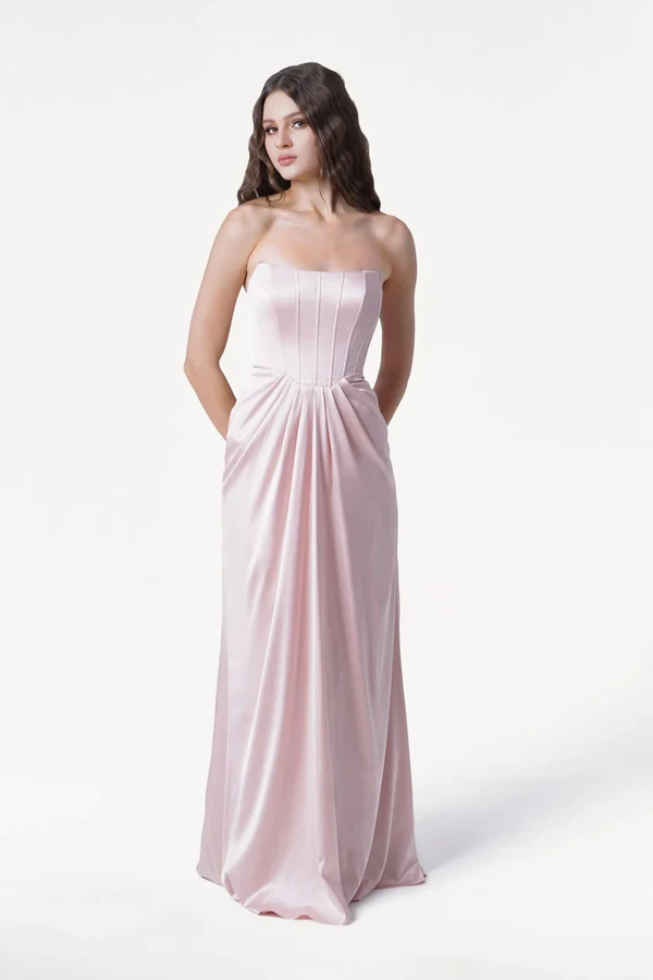 Selena Blush Pink Bridesmaid Dress by TH&TH front Selena Blush Pink Bridesmaid Dress by TH&TH front